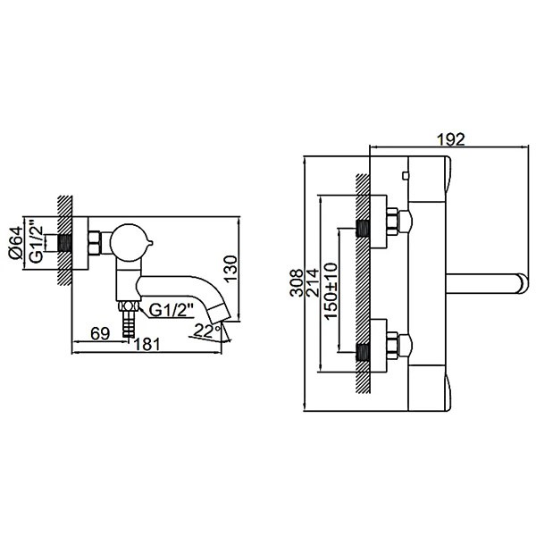 Смеситель для ванны Ledeme L3399 хром Смеситель для ванны Ledeme L3399 хром