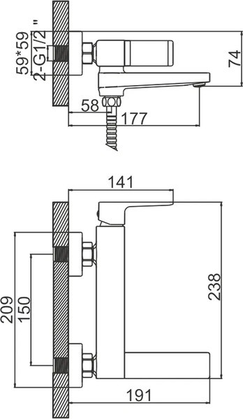 Смеситель для ванны Ledeme L3173B черный Смеситель для ванны Ledeme L3173B черный
