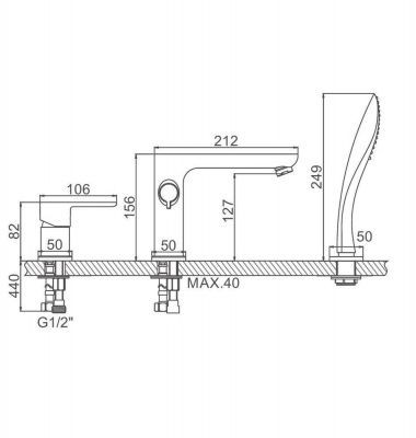 Смеситель на борт ванны Ledeme L1153W Смеситель на борт ванны Ledeme L1153W