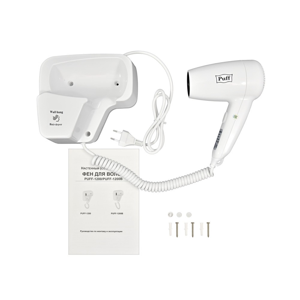 Фен настенный для волос Puff-1200 Фен настенный для волос Puff-1200
