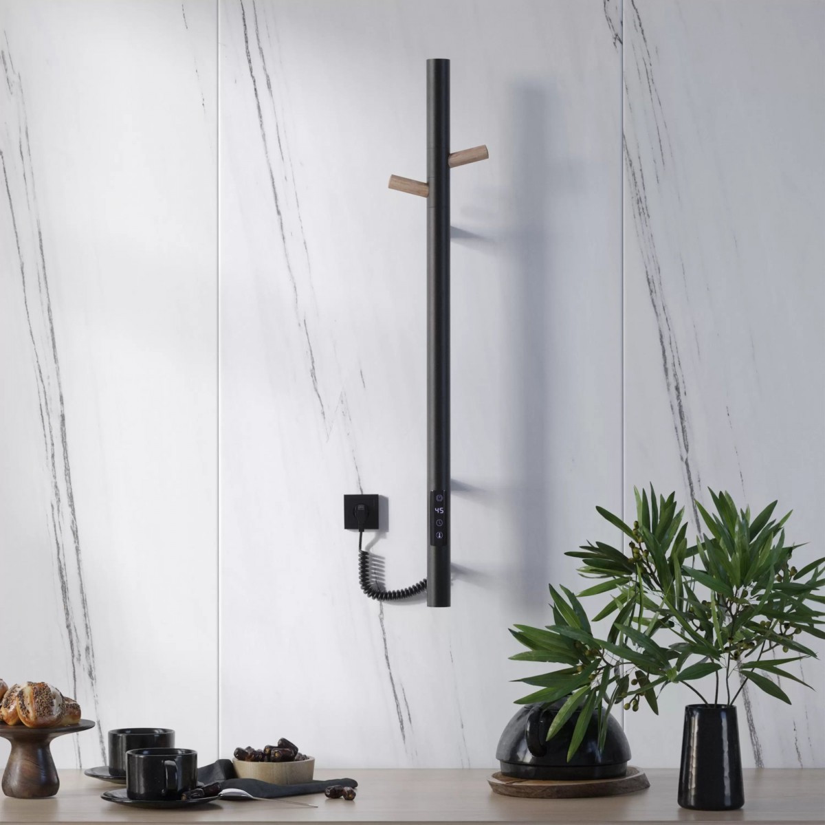 Полотенцесушитель электрический Gloss&Reiter ENKEL.E2.L.15х75.H2 Таймер, чёрный/дерево Полотенцесушитель электрический Gloss&Reiter ENKEL.E2.L.15х75.H2 Таймер, чёрный/дерево