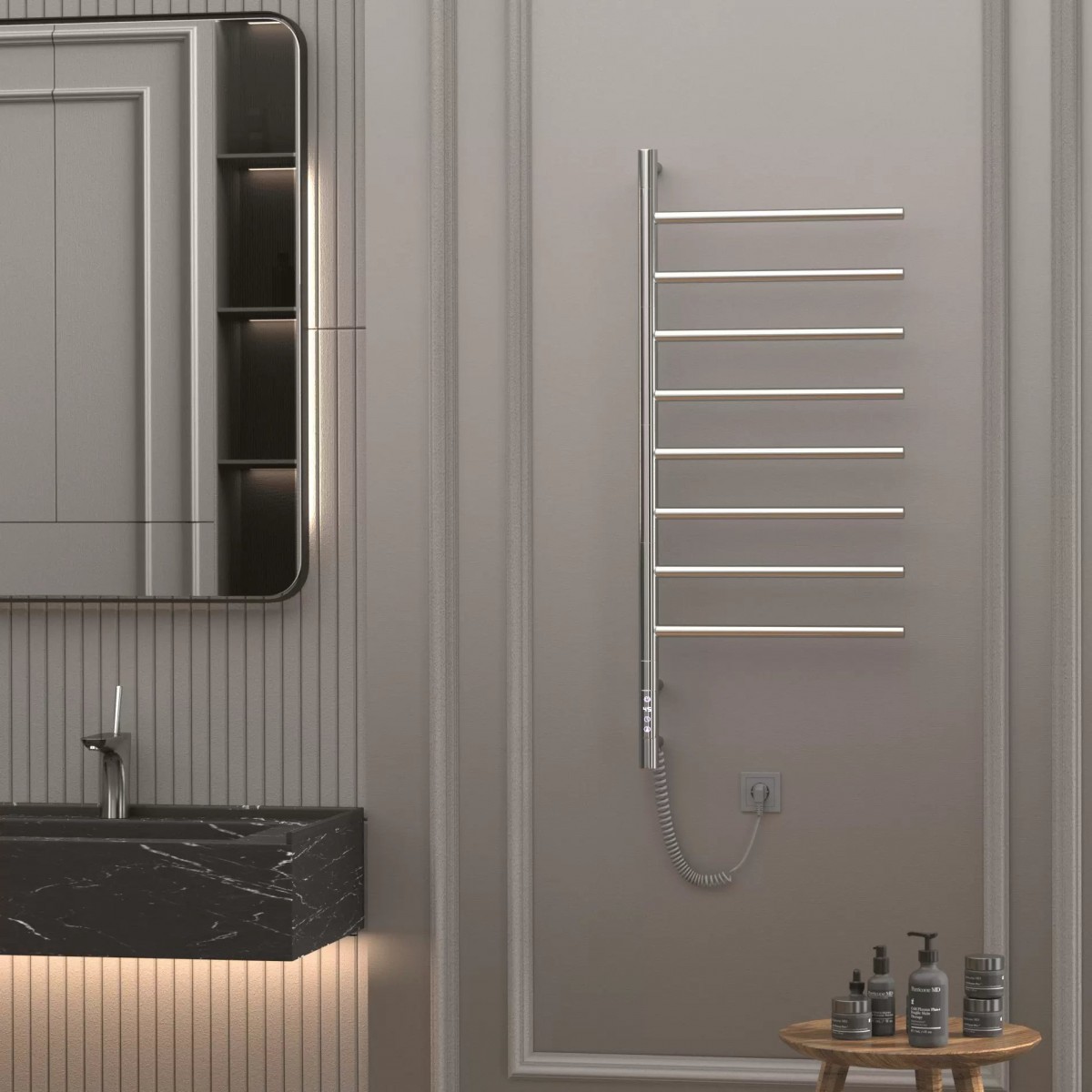 Полотенцесушитель электрический Gloss&Reiter Ti#1 E2.L.43х100.F8 (timer) хром Полотенцесушитель электрический Gloss&Reiter Ti#1 E2.L.43х100.F8 (timer) хром