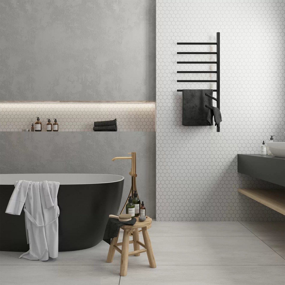 Полотенцесушитель электрический Gloss&Reiter Ti#1 E2.L.43х100.F8 (timer) Муар black черный муар Полотенцесушитель электрический Gloss&Reiter Ti#1 E2.L.43х100.F8 (timer) Муар black черный муар