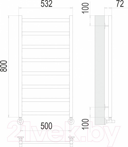 Полотенцесушитель водяной Terminus Аврора П8 500x800 (оружейная сталь) Полотенцесушитель водяной Terminus Аврора П8 500x800 (оружейная сталь)