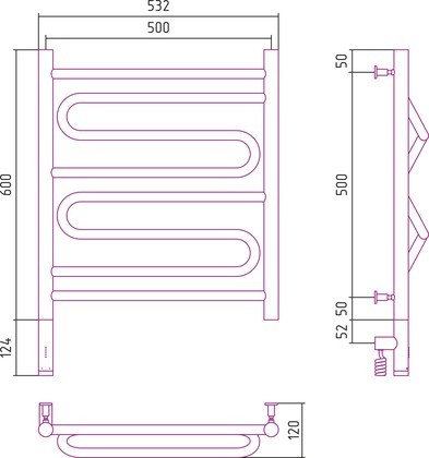 Полотенцесушитель электрический Сунержа Элегия 3.0, 600x500, МЭМ левый, чёрный матовый 31-5818-6050 Полотенцесушитель электрический Сунержа Элегия 3.0, 600x500, МЭМ левый, чёрный матовый 31-5818-6050