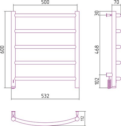 Полотенцесушитель электрический Сунержа Галант 4.0, 600x500, МЭМ левый, чёрный матовый 31-0830-6050 Полотенцесушитель электрический Сунержа Галант 4.0, 600x500, МЭМ левый, чёрный матовый 31-0830-6050