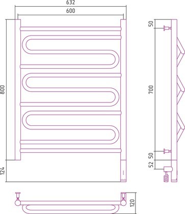 Полотенцесушитель электрический Сунержа Элегия 3.0, 800x600, МЭМ правый, тёмный титан муар 15-5819-8060 Полотенцесушитель электрический Сунержа Элегия 3.0, 800x600, МЭМ правый, тёмный титан муар 15-5819-8060