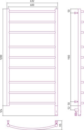Полотенцесушитель электрический Сунержа Галант 3.0, 1200x600, МЭМ правый, чёрный матовый 31-5801-1260 Полотенцесушитель электрический Сунержа Галант 3.0, 1200x600, МЭМ правый, чёрный матовый 31-5801-1260