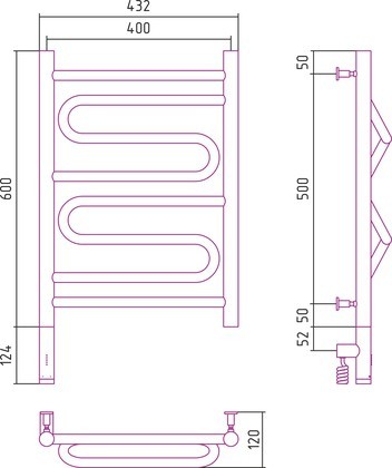 Полотенцесушитель электрический Сунержа Элегия 3.0, 600x400 МЭМ левый, чёрный матовый 31-5818-6040 Полотенцесушитель электрический Сунержа Элегия 3.0, 600x400 МЭМ левый, чёрный матовый 31-5818-6040