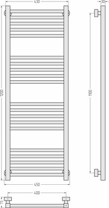 Полотенцесушитель водяной Сунержа Модус PRO 1200x400, тёмный титан муар 15-0450-1240 Полотенцесушитель водяной Сунержа Модус PRO 1200x400, тёмный титан муар 15-0450-1240