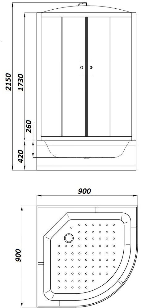 Душевая кабина Parly Effect EF921 90x90 матовое стекло / матовые задние стенки Душевая кабина Parly Effect EF921 90x90 матовое стекло / матовые задние стенки