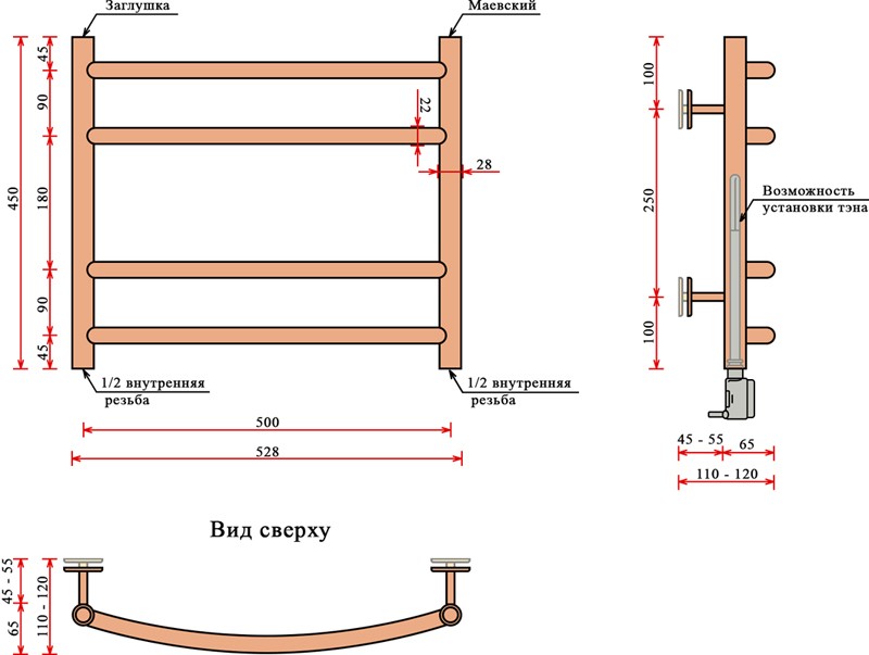 Полотенцесушитель водяной Fincopper FC 45x50 Ral 9016 (нижнее подключение, белый) Полотенцесушитель водяной Fincopper FC 45x50 Ral 9016 (нижнее подключение, белый)