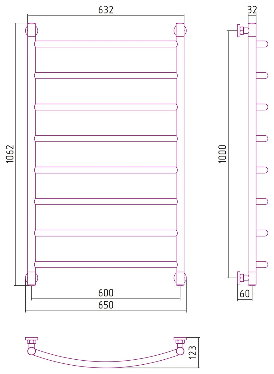 Полотенцесушитель водяной Сунержа Галант+, 1000x600, шампань, 020-0200-1060 Полотенцесушитель водяной Сунержа Галант+, 1000x600, шампань, 020-0200-1060