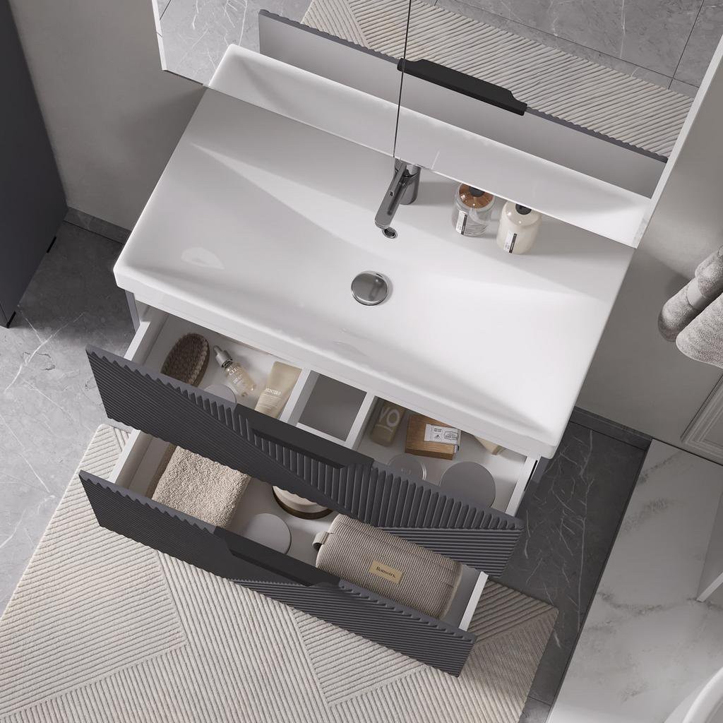 Тумба напольный Volna Geometry 80.2Y с умывальником Lake 80 графит Тумба напольный Volna Geometry 80.2Y с умывальником Lake 80 графит