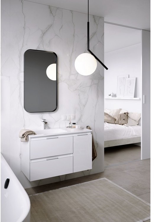 Тумба подвесная Aqwella Accent 90 с умывальником белая левая Тумба подвесная Aqwella Accent 90 с умывальником белая левая