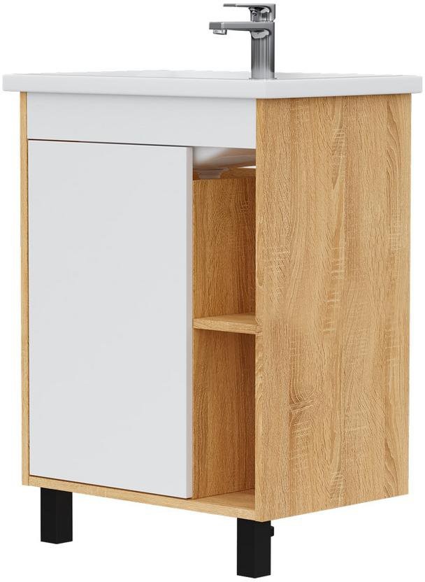 Тумба напольная VOLNA Osmond 60 с умывальником Фостер 60 светлое дерево Тумба напольная VOLNA Osmond 60 с умывальником Фостер 60 светлое дерево