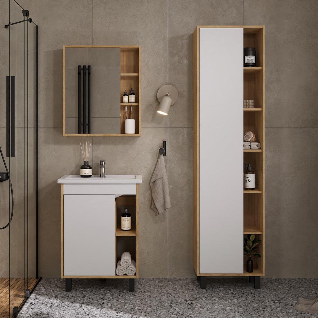 Тумба напольная VOLNA Osmond 60 с умывальником Фостер 60 светлое дерево Тумба напольная VOLNA Osmond 60 с умывальником Фостер 60 светлое дерево