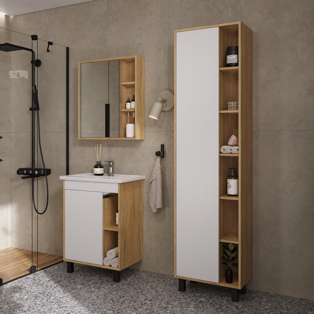 Тумба напольная VOLNA Osmond 60 с умывальником Фостер 60 светлое дерево Тумба напольная VOLNA Osmond 60 с умывальником Фостер 60 светлое дерево