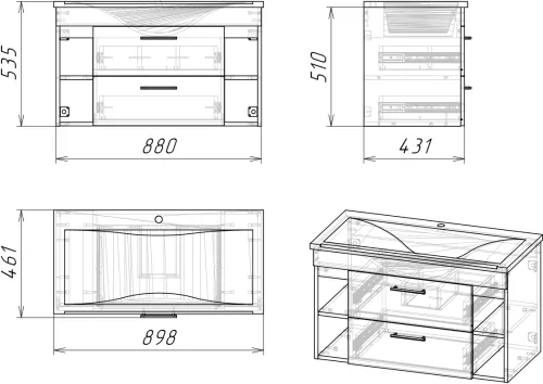 Тумба Axus Миранда 90 под умывальник Комфорт, дуб бунратти Тумба Axus Миранда 90 под умывальник Комфорт, дуб бунратти