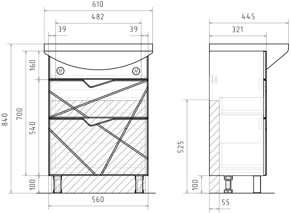 Тумба напольная Volna Pronto 60.2Y под умывальник Балтика белая Тумба напольная Volna Pronto 60.2Y под умывальник Балтика белая