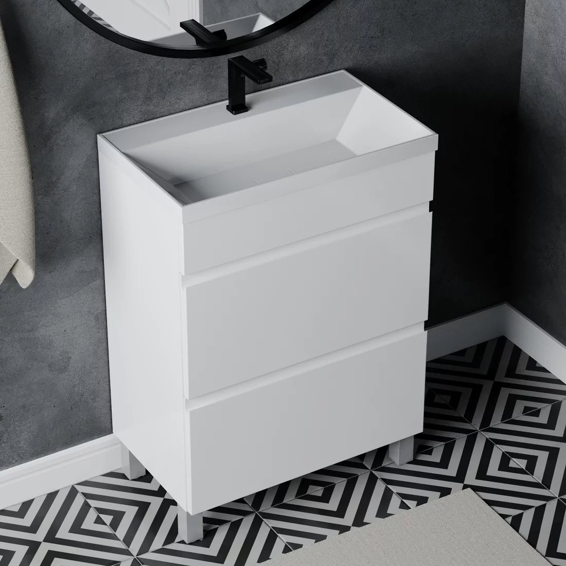 Тумба под умывальник Vela Мира 60Н под умывальник Classica Slim, белый глянец Тумба под умывальник Vela Мира 60Н под умывальник Classica Slim, белый глянец