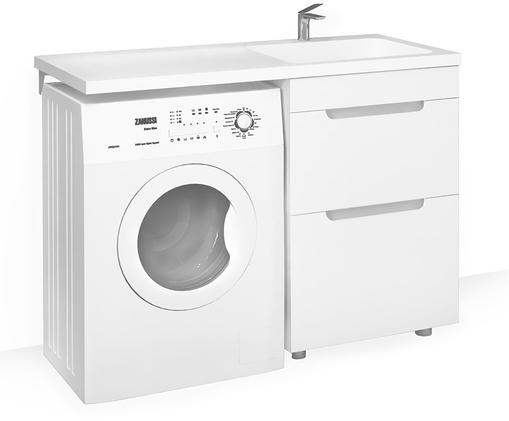 Тумба под стиральную машину Raval Forte 120 напольная белая правая Тумба под стиральную машину Raval Forte 120 напольная белая правая