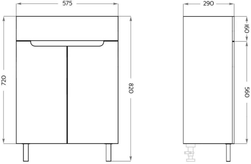 Тумба под умывальник Axus Порто 60 белый Тумба под умывальник Axus Порто 60 белый
