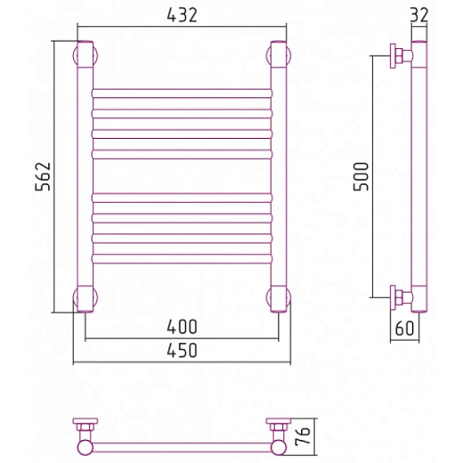 Полотенцесушитель водяной Сунержа Богема+ 30-0220-5040, 500x400, матовый белый Полотенцесушитель водяной Сунержа Богема+ 30-0220-5040, 500x400, матовый белый