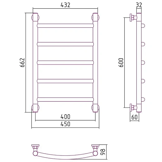 Полотенцесушитель водяной Сунержа Галант+, 600x400, шампань, 020-0200-6040 Полотенцесушитель водяной Сунержа Галант+, 600x400, шампань, 020-0200-6040