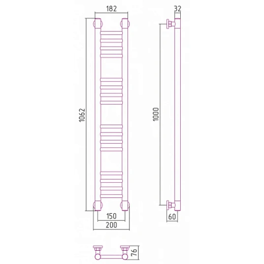 Полотенцесушитель водяной Сунержа Богема+ 31-0220-1015, 1000x150, матовый черный Полотенцесушитель водяной Сунержа Богема+ 31-0220-1015, 1000x150, матовый черный