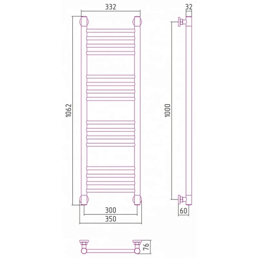 Полотенцесушитель водяной Сунержа Богема+ 071-0220-1030, 1000x300, сатин Полотенцесушитель водяной Сунержа Богема+ 071-0220-1030, 1000x300, сатин
