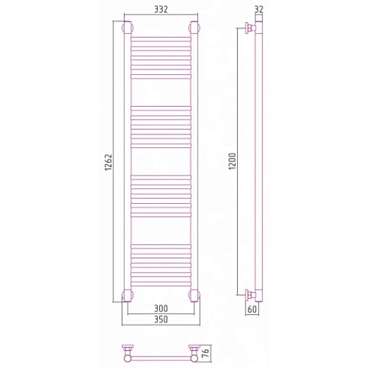 Полотенцесушитель водяной Сунержа Богема+ 30-0220-1230, 1200x300, матовый белый Полотенцесушитель водяной Сунержа Богема+ 30-0220-1230, 1200x300, матовый белый