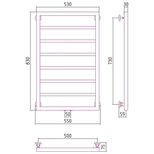 Полотенцесушитель водяной Сунержа Канцлер 31-0254-8050, 800x500, матовый черный Полотенцесушитель водяной Сунержа Канцлер 31-0254-8050, 800x500, матовый черный