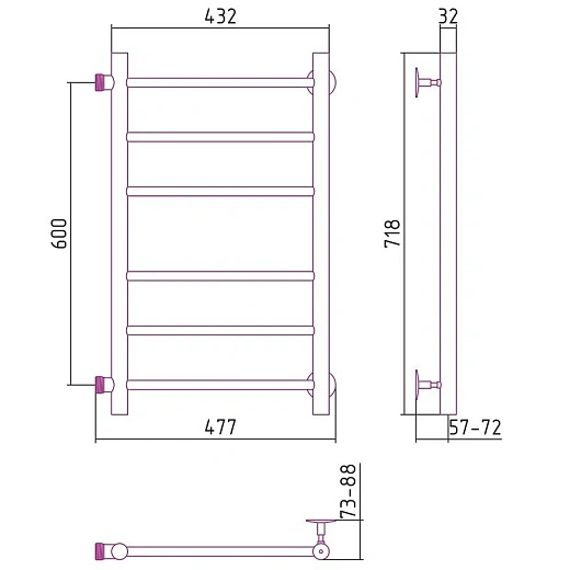Полотенцесушитель водяной Стилье Версия-Б, 40/60, 600x400, черный, 17610-6040 Полотенцесушитель водяной Стилье Версия-Б, 40/60, 600x400, черный, 17610-6040