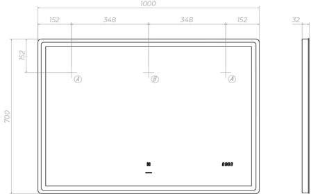 Зеркало Vigo Geometry Comfort 100x70 с подсветкой и часами Зеркало Vigo Geometry Comfort 100x70 с подсветкой и часами
