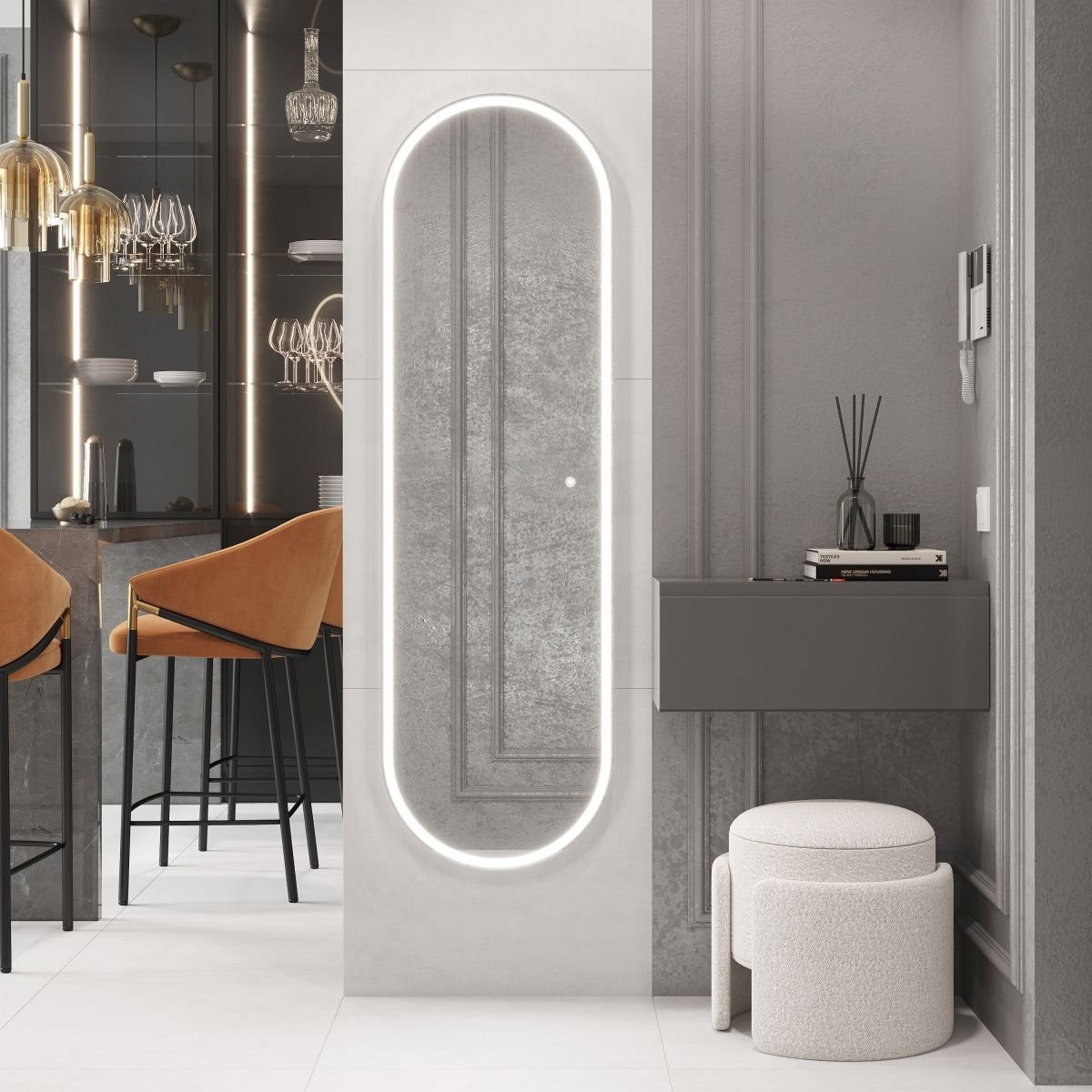 Зеркало Laparet Modus 2 45x150 белый, с LED-подсветкой Зеркало Laparet Modus 2 45x150 белый, с LED-подсветкой