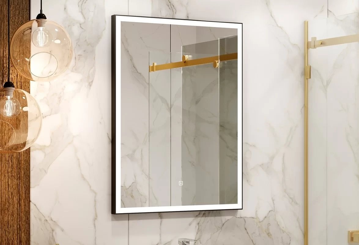 Зеркало Континент Frame Black LED 100x70 с бесконтактным сенсором, черный Зеркало Континент Frame Black LED 100x70 с бесконтактным сенсором, черный