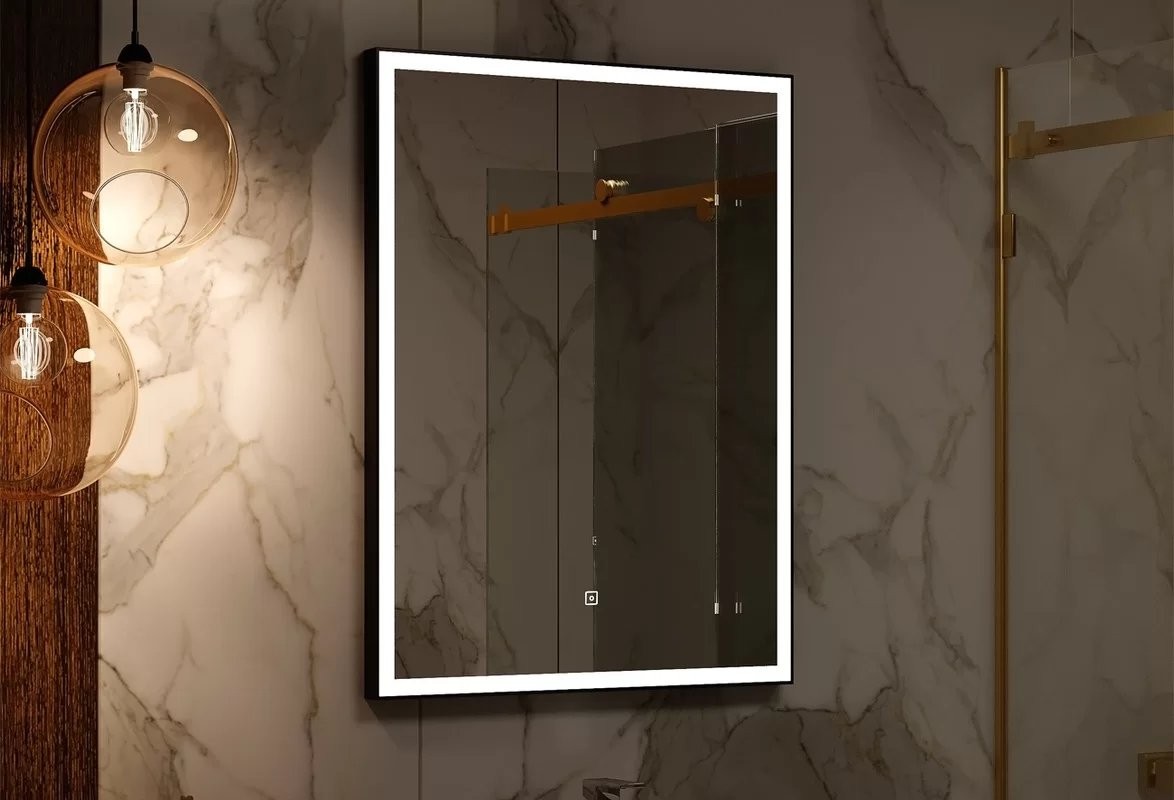 Зеркало Континент Frame Black LED 100x70 с бесконтактным сенсором, черный Зеркало Континент Frame Black LED 100x70 с бесконтактным сенсором, черный