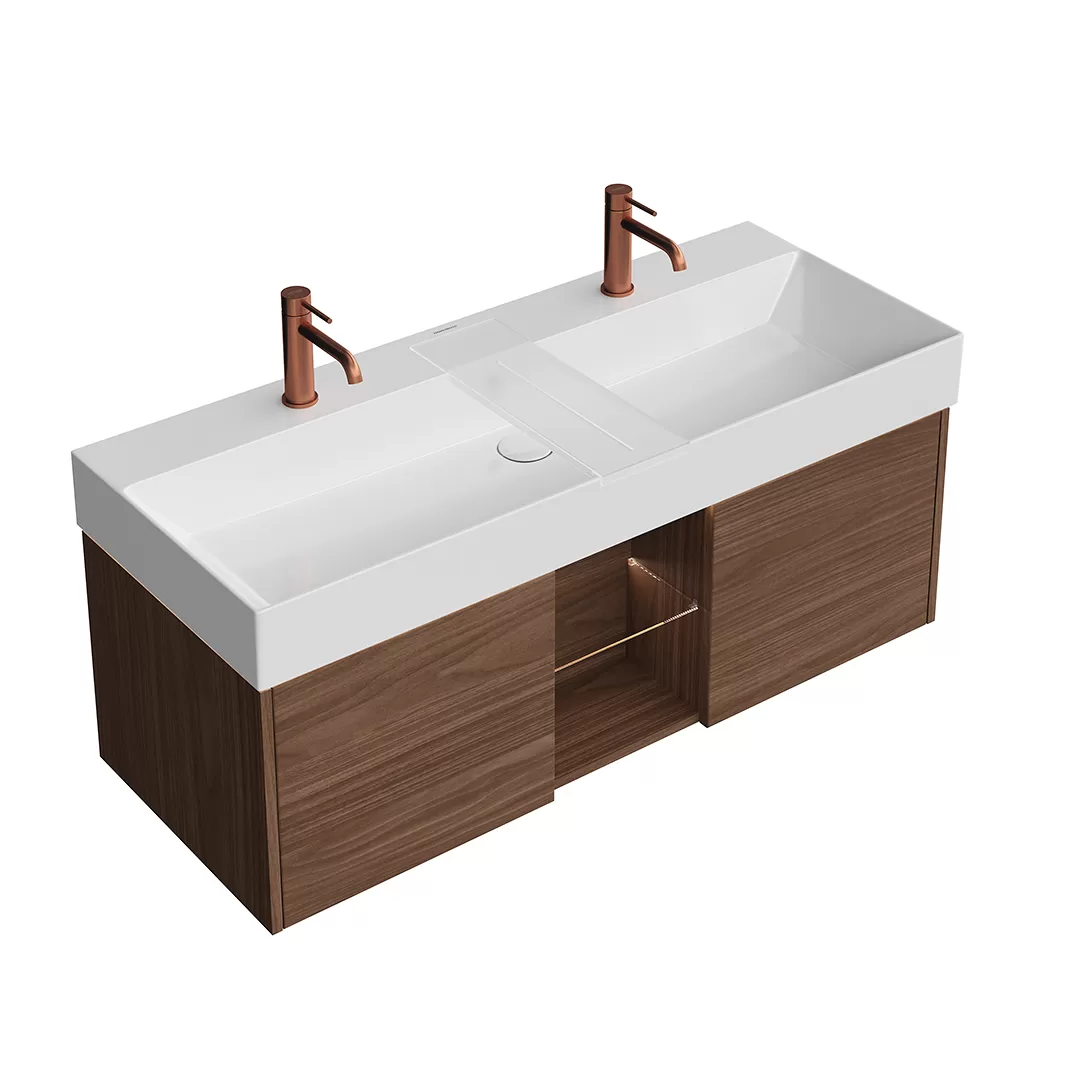 Тумба подвесная GRANDE 120, 2 ящика + открытая зона, структурированный орех Тумба подвесная GRANDE 120, 2 ящика + открытая зона, структурированный орех