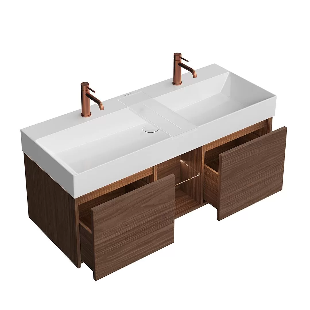 Тумба подвесная GRANDE 120, 2 ящика + открытая зона, структурированный орех Тумба подвесная GRANDE 120, 2 ящика + открытая зона, структурированный орех