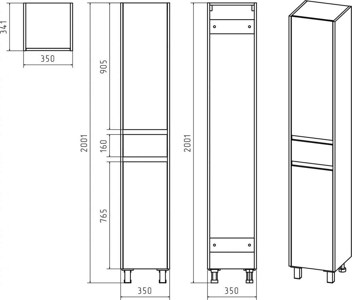 Шкаф-пенал Misty Алиса 35 белый левый Шкаф-пенал Misty Алиса 35 белый левый