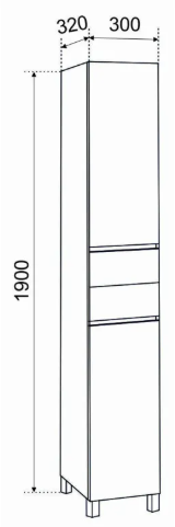 Шкаф-пенал Emmy Джерси 30 правый, два ящика, белый Шкаф-пенал Emmy Джерси 30 правый, два ящика, белый