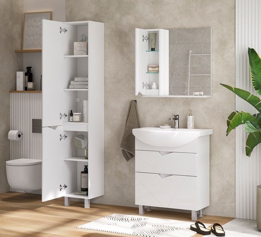 Шкаф с зеркалом Volna Pronto 70 белый (левый) Шкаф с зеркалом Volna Pronto 70 белый (левый)