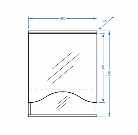 Шкаф с зеркалом Vako Линда 55 правый, белый Шкаф с зеркалом Vako Линда 55 правый, белый