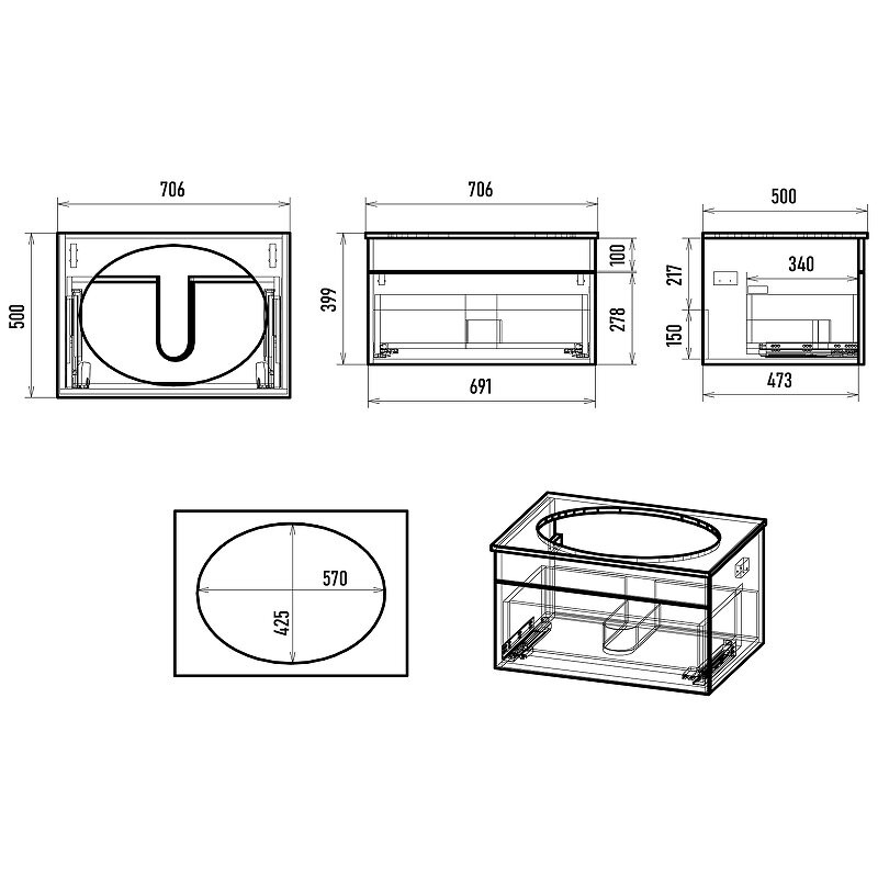Тумба под умывальник Brevita Enfida 70 / ENF-06070-0141Я Тумба под умывальник Brevita Enfida 70 / ENF-06070-0141Я