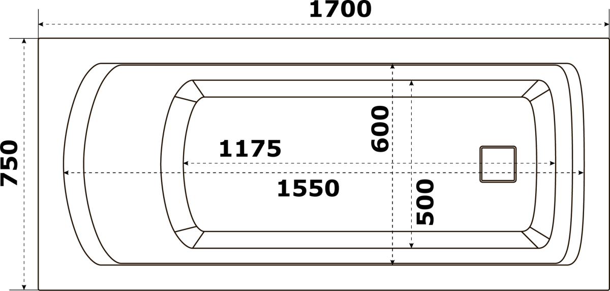Ванна акриловая BAS АЯКС 170x75 с каркасом Ванна акриловая BAS АЯКС 170x75 с каркасом