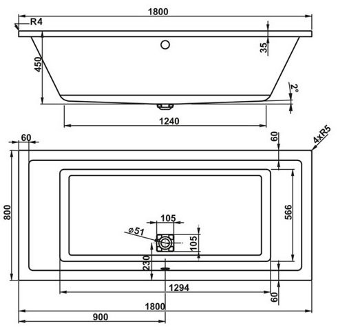 Ванна акриловая Vagnerplast Cavallo 180x80 Ванна акриловая Vagnerplast Cavallo 180x80