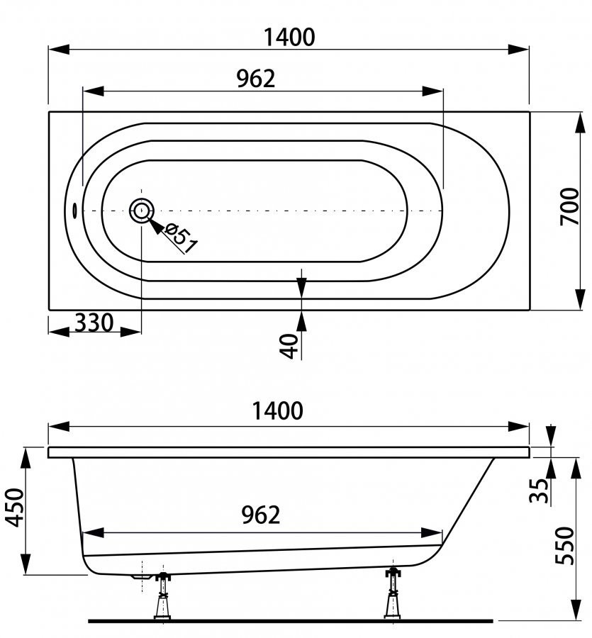 Ванна акриловая Vagnerplast Kasandra 140x70 Ванна акриловая Vagnerplast Kasandra 140x70