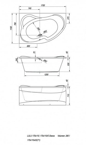 Ванна акриловая Kolpa-san Lulu 170x110 левая Ванна акриловая Kolpa-san Lulu 170x110 левая