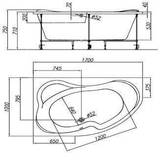 Ванна акриловая Kolpa-san Lulu 170x100 правая Ванна акриловая Kolpa-san Lulu 170x100 правая